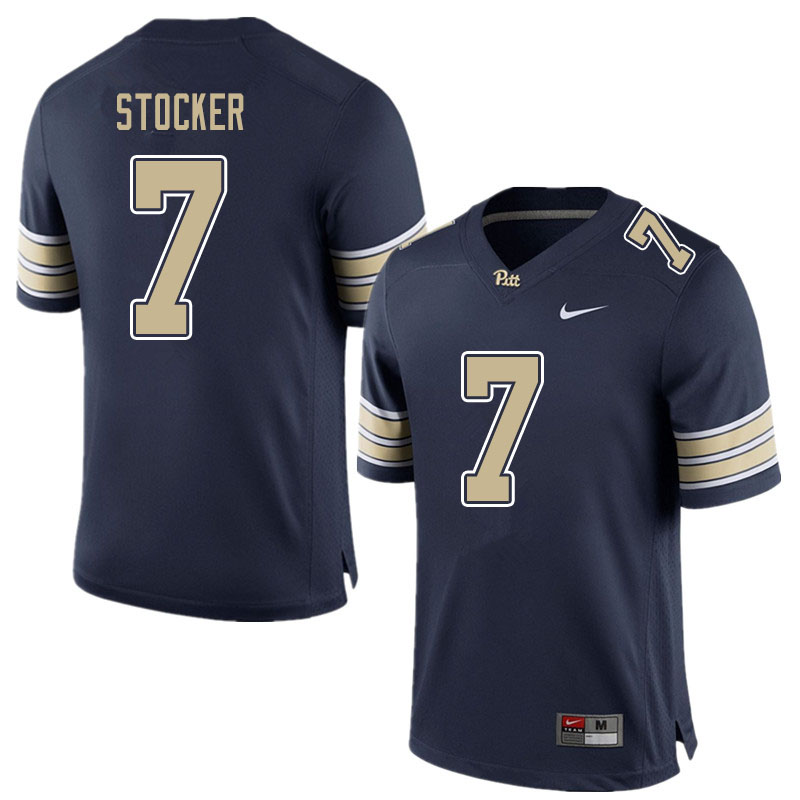 Men #7 Jazzee Stocker Pitt Panthers College Football Jerseys Sale-Blue